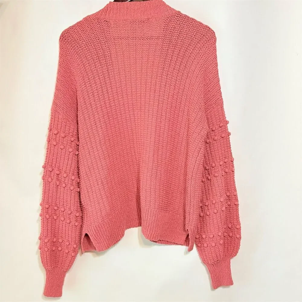 Madewell Women's XS Pink Bobble Balloon Sleeve Knit Cardigan Sweater‎ - Picture 4 of 8